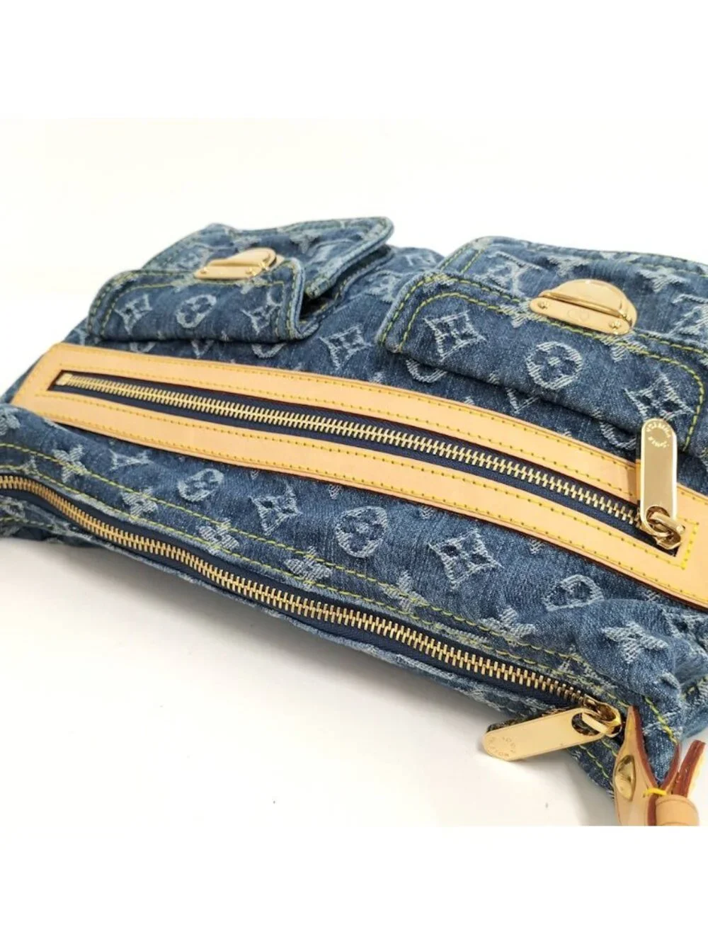 Louis Vuitton Buggy PM Handbag Monogram Denim Blue